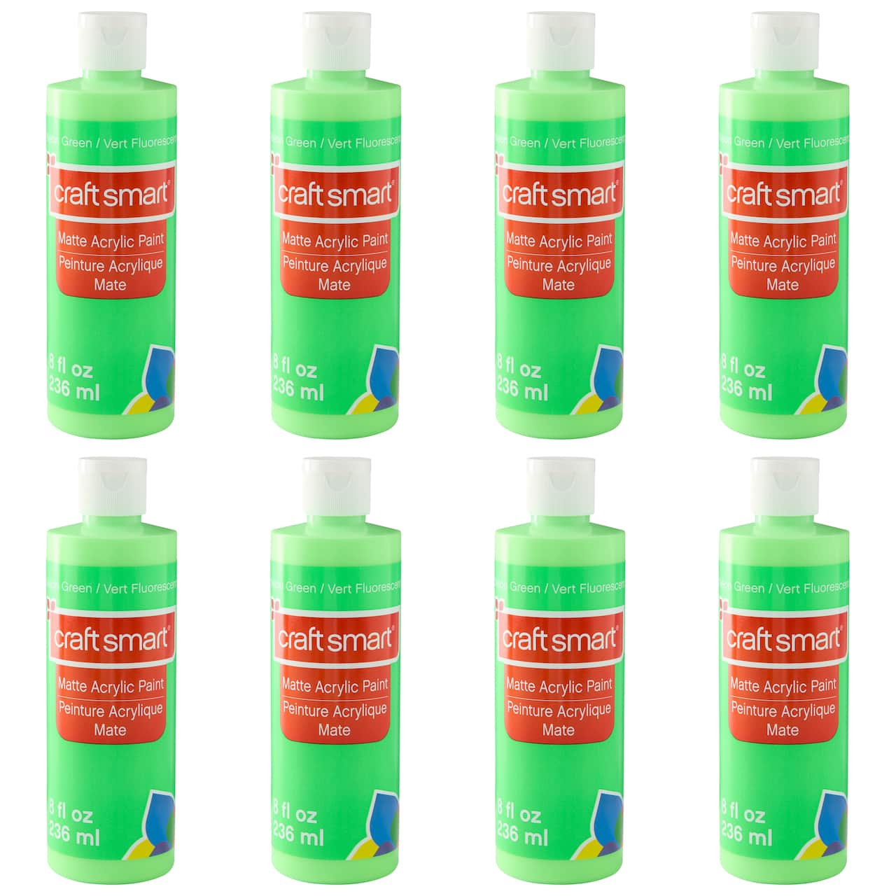 8 Pack: 8oz. Neon Acrylic Paint by Craft Smart®